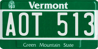 VT license plate AOT513