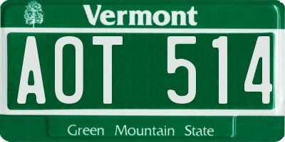 VT license plate AOT514