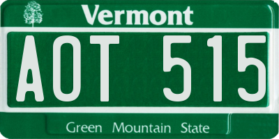 VT license plate AOT515