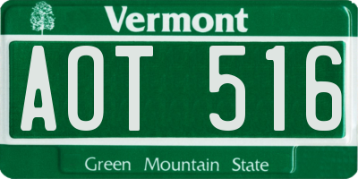 VT license plate AOT516
