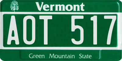 VT license plate AOT517