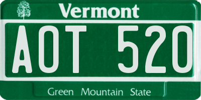 VT license plate AOT520