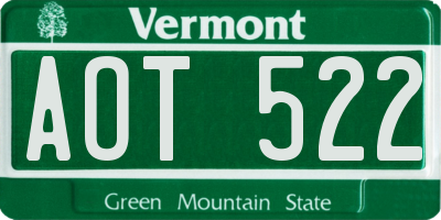 VT license plate AOT522