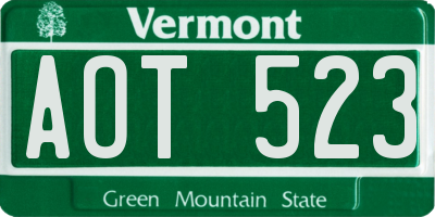 VT license plate AOT523