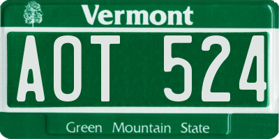 VT license plate AOT524