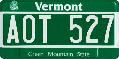 VT license plate AOT527