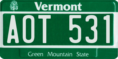VT license plate AOT531