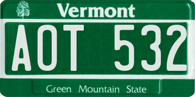 VT license plate AOT532