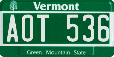 VT license plate AOT536