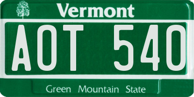 VT license plate AOT540