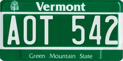 VT license plate AOT542