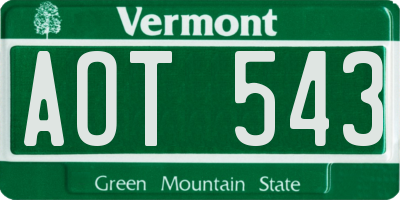 VT license plate AOT543