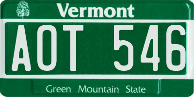 VT license plate AOT546