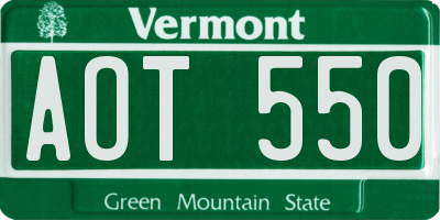VT license plate AOT550