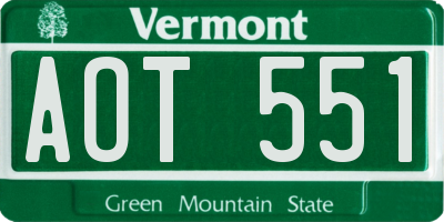 VT license plate AOT551