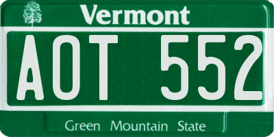 VT license plate AOT552