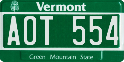 VT license plate AOT554