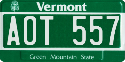 VT license plate AOT557