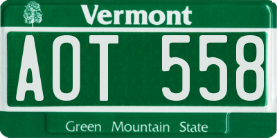 VT license plate AOT558