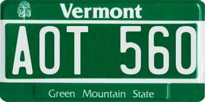 VT license plate AOT560