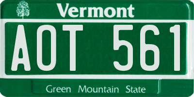 VT license plate AOT561