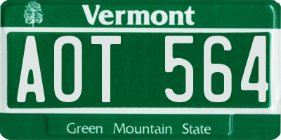 VT license plate AOT564