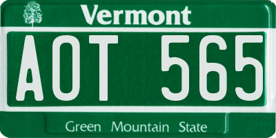 VT license plate AOT565