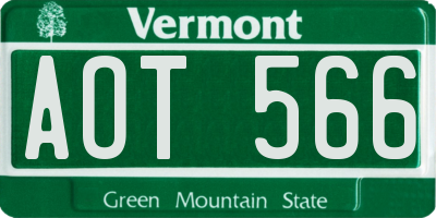 VT license plate AOT566