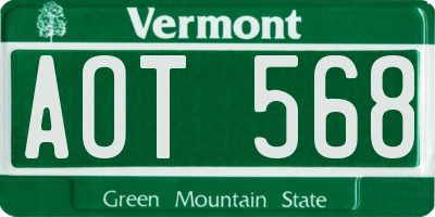 VT license plate AOT568