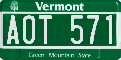 VT license plate AOT571