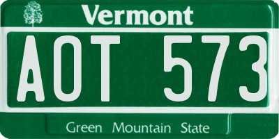 VT license plate AOT573