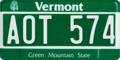 VT license plate AOT574