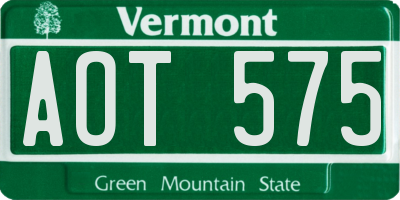 VT license plate AOT575