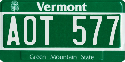 VT license plate AOT577
