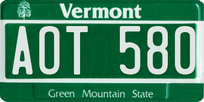 VT license plate AOT580