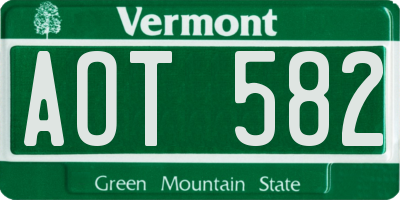 VT license plate AOT582