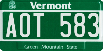 VT license plate AOT583