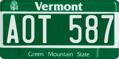 VT license plate AOT587