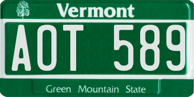 VT license plate AOT589