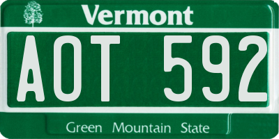 VT license plate AOT592