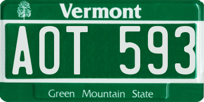 VT license plate AOT593