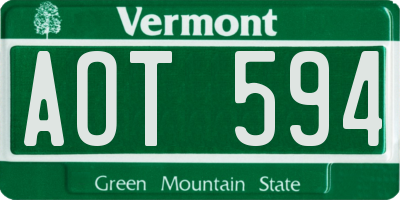VT license plate AOT594