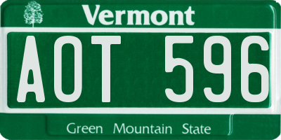VT license plate AOT596