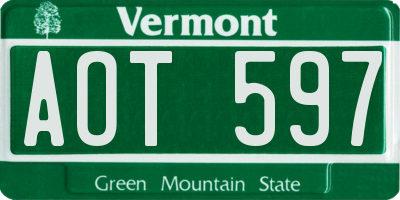 VT license plate AOT597