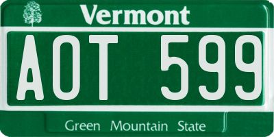 VT license plate AOT599