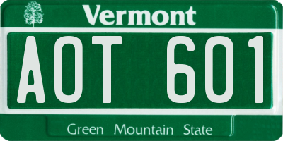 VT license plate AOT601