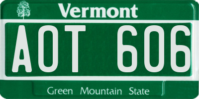 VT license plate AOT606