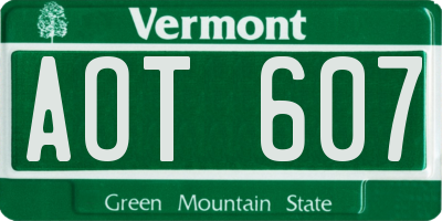 VT license plate AOT607