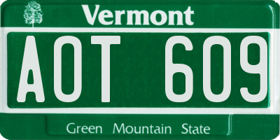 VT license plate AOT609