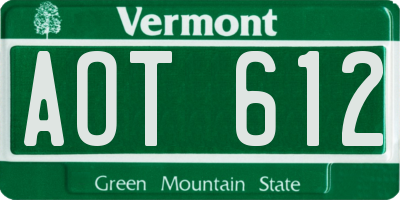 VT license plate AOT612